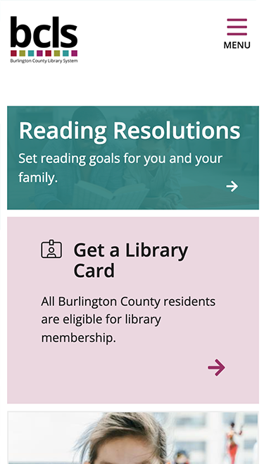 Mobile View of the BCLS Website Homepage